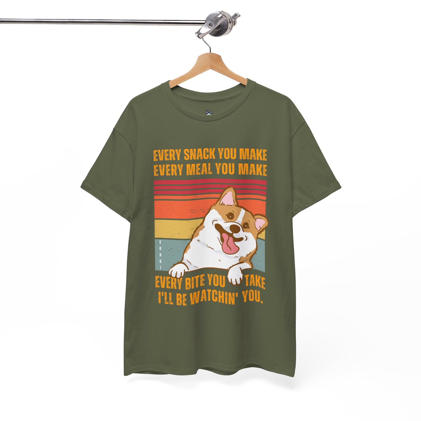 "I'll be watchin' you." Funny Corgi T-shirt, T-shirt For Corgi Lovers, Corgi Owner T-shirt, Unisex Cotton Tee