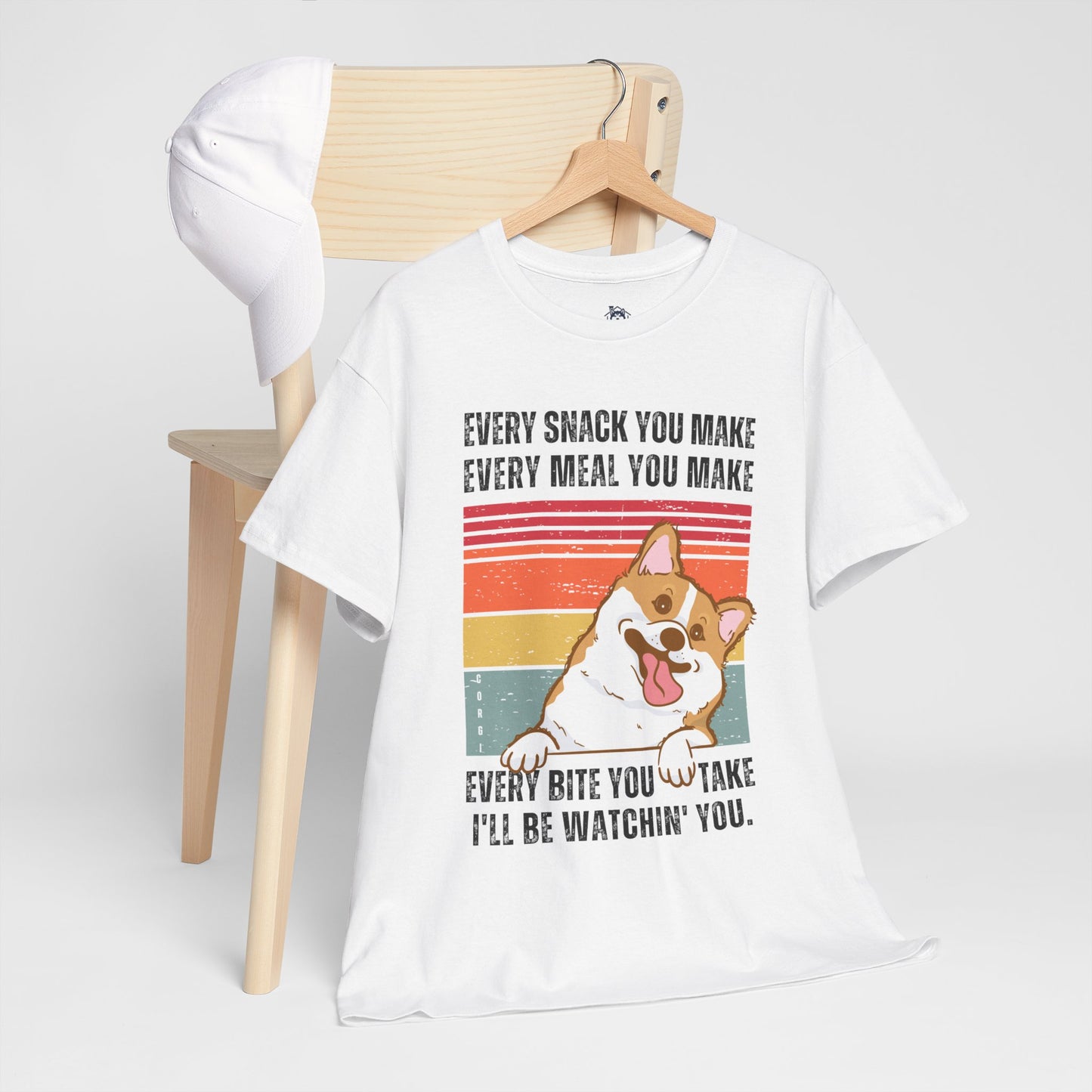 "I'll be watchin' you." Funny Corgi T-shirt, T-shirt For Corgi Lovers, Corgi Owner T-shirt, Unisex Cotton Tee